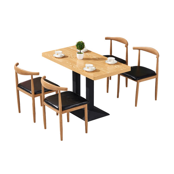 Industrial Wooden Table for Restaurant Dining Table with Pedestal Base in Black