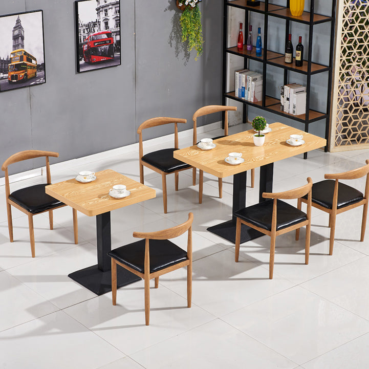 Industrial Wooden Table for Restaurant Dining Table with Pedestal Base in Black