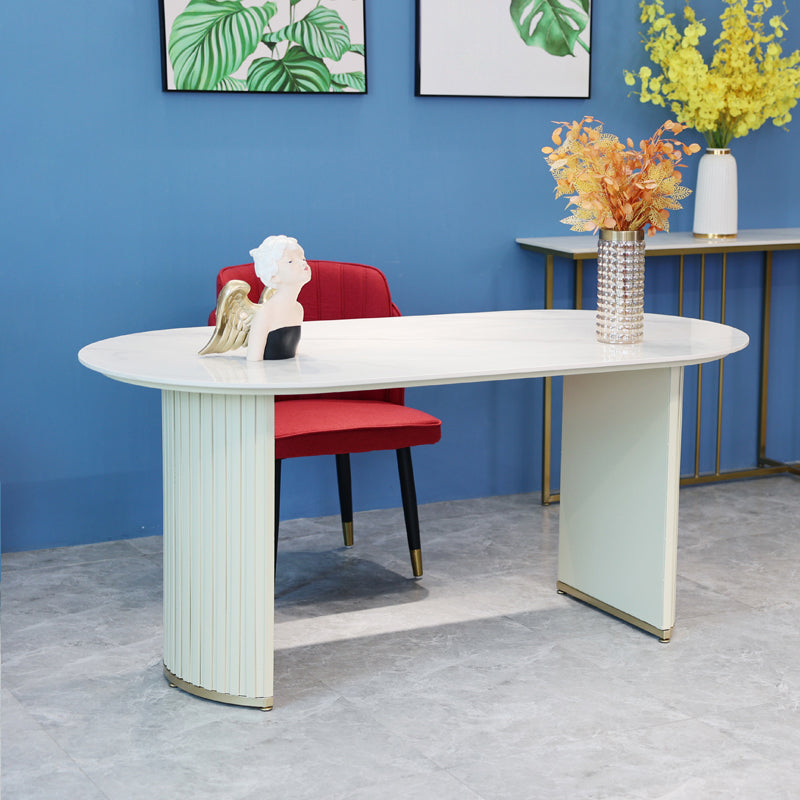 Contemporary White Standard Dining Table Irregular Sintered Stone Dining Table for Kitchen