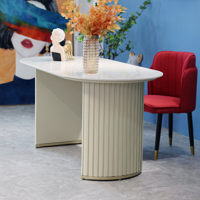 Contemporary White Standard Dining Table Irregular Sintered Stone Dining Table for Kitchen