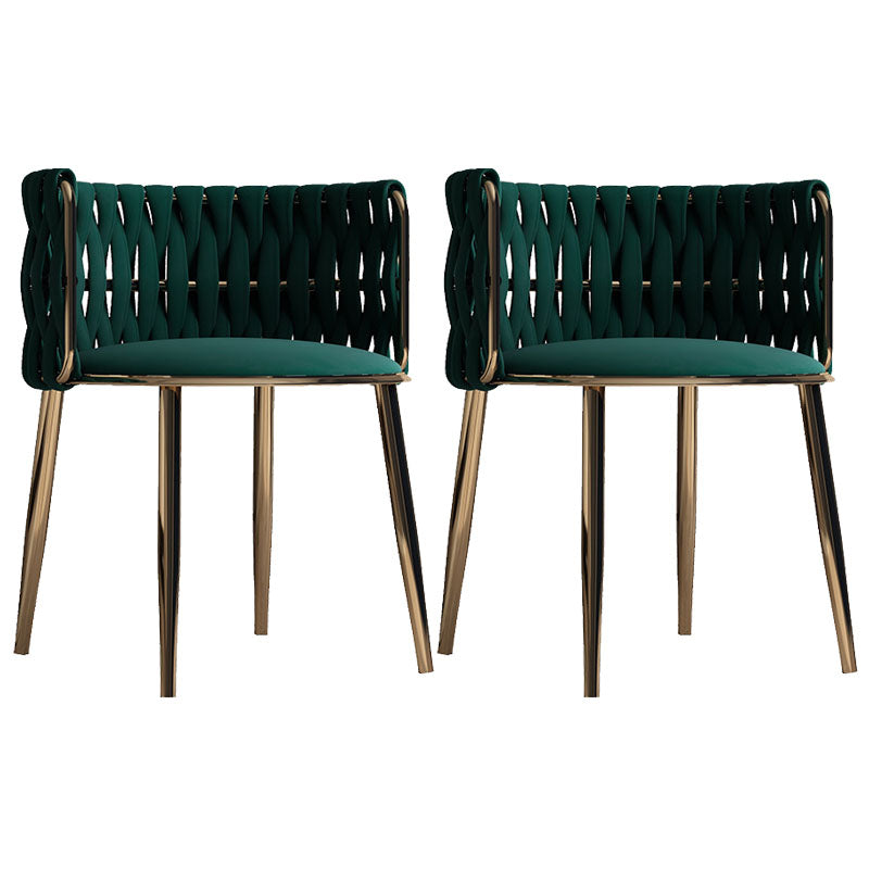 Scandinavian Armless Solid Back Chair Upholstered Fabric Dining Side Chair