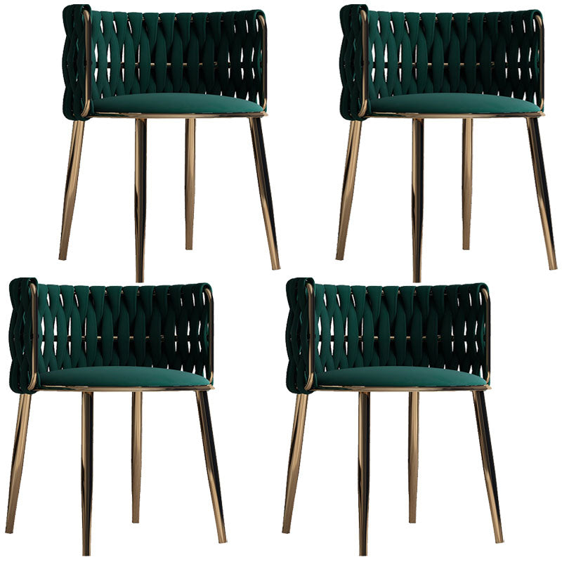 Scandinavian Armless Solid Back Chair Upholstered Fabric Dining Side Chair