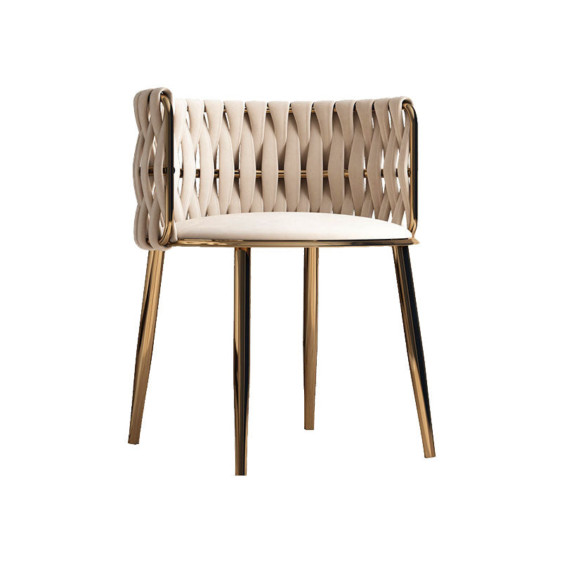 Scandinavian Armless Solid Back Chair Upholstered Fabric Dining Side Chair