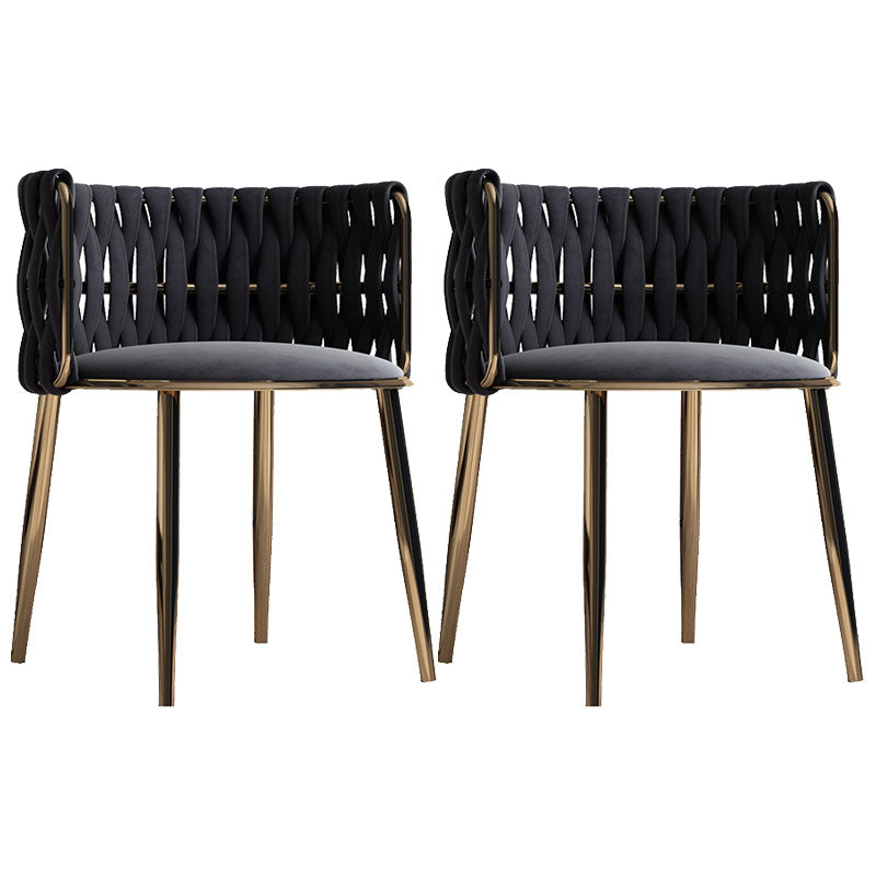 Scandinavian Armless Solid Back Chair Upholstered Fabric Dining Side Chair