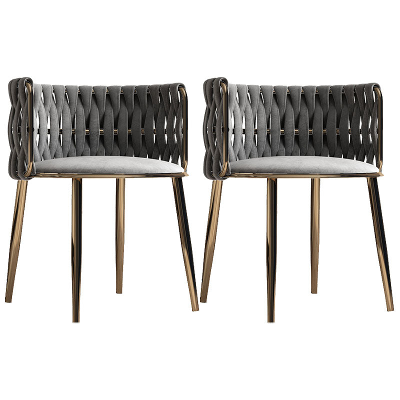 Scandinavian Armless Solid Back Chair Upholstered Fabric Dining Side Chair