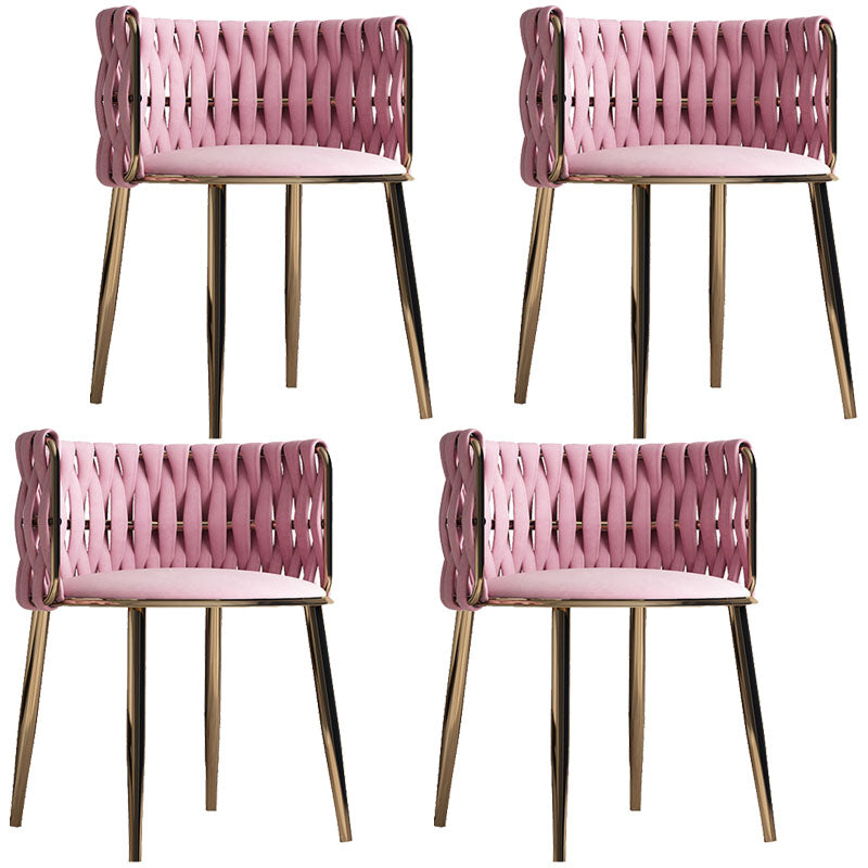 Scandinavian Armless Solid Back Chair Upholstered Fabric Dining Side Chair