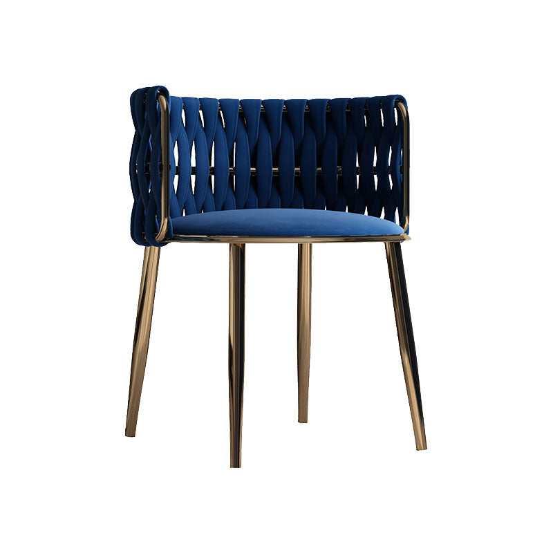 Scandinavian Armless Solid Back Chair Upholstered Fabric Dining Side Chair