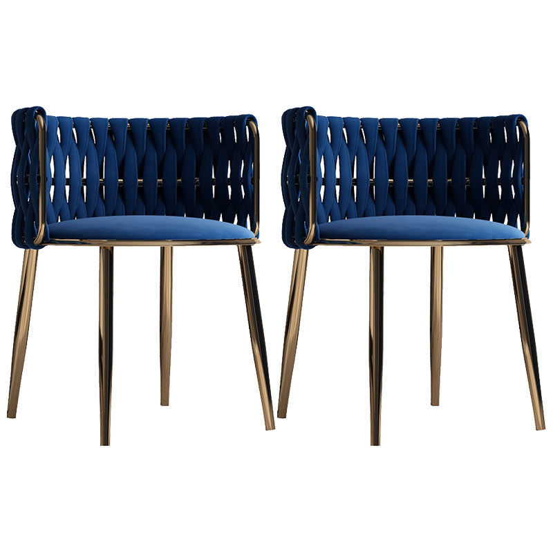 Scandinavian Armless Solid Back Chair Upholstered Fabric Dining Side Chair