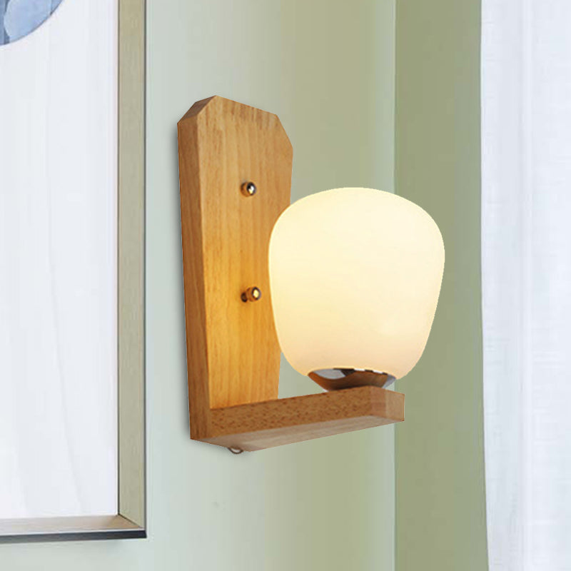 1 leichte Ballform Wandleuchte japanische Milchglaslampe in Weiß für Hotel -Esszimmer