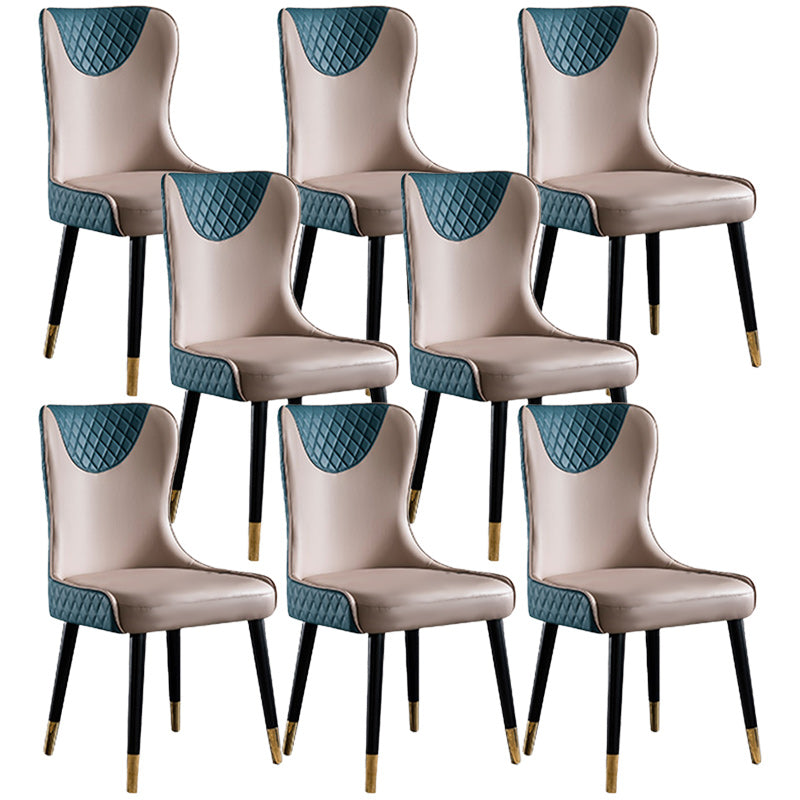 Glam Faux Leather Dining Chairs Wood Armless Dining Chair for Home Use