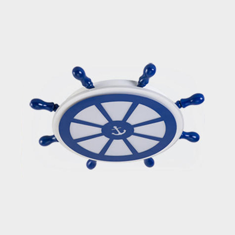 Round Shape LED Ceiling Lamp Kids Style Steel 2 Lights Flush Mount for Bedroom