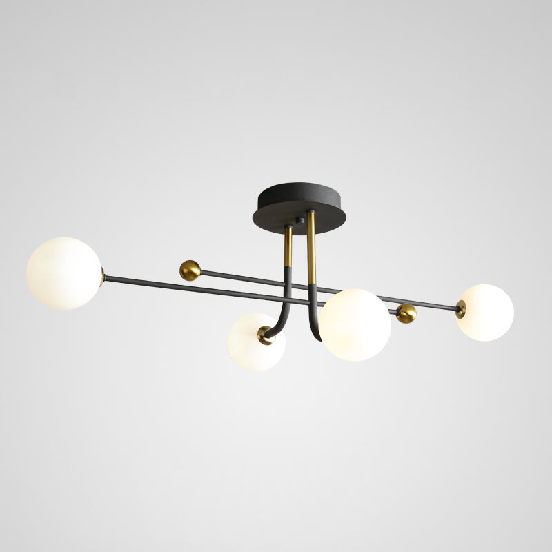 Glass Round Ceiling Light Fixture Modern Style Semi Flush Ceiling Light