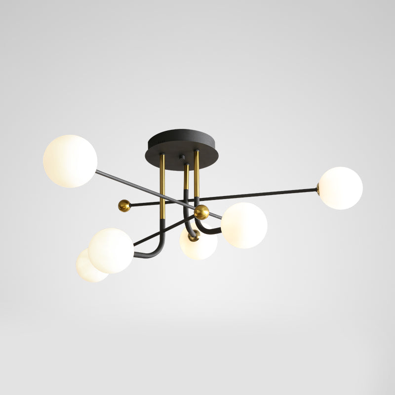 Glass Round Ceiling Light Fixture Modern Style Semi Flush Ceiling Light
