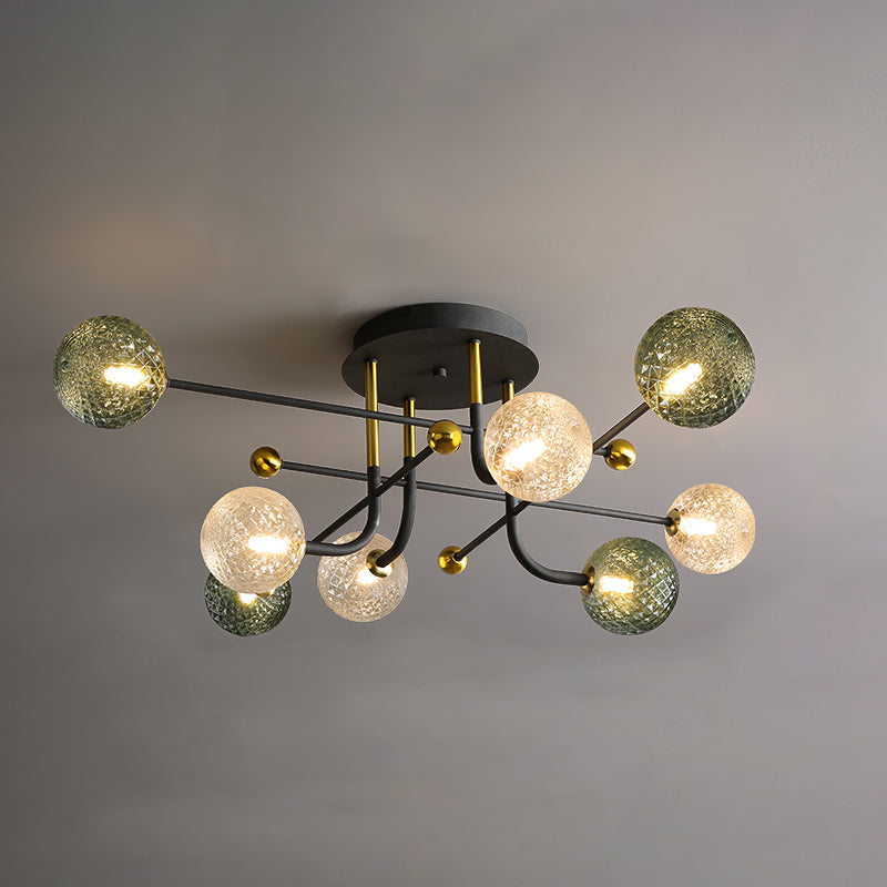 Glass Round Ceiling Light Fixture Modern Style Semi Flush Ceiling Light