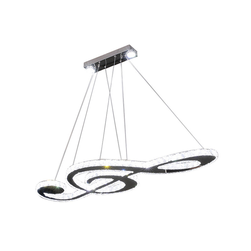 Contemporary Pendant Lights Note Shape Island Lights Crystal 3 Light for Kitchen Island