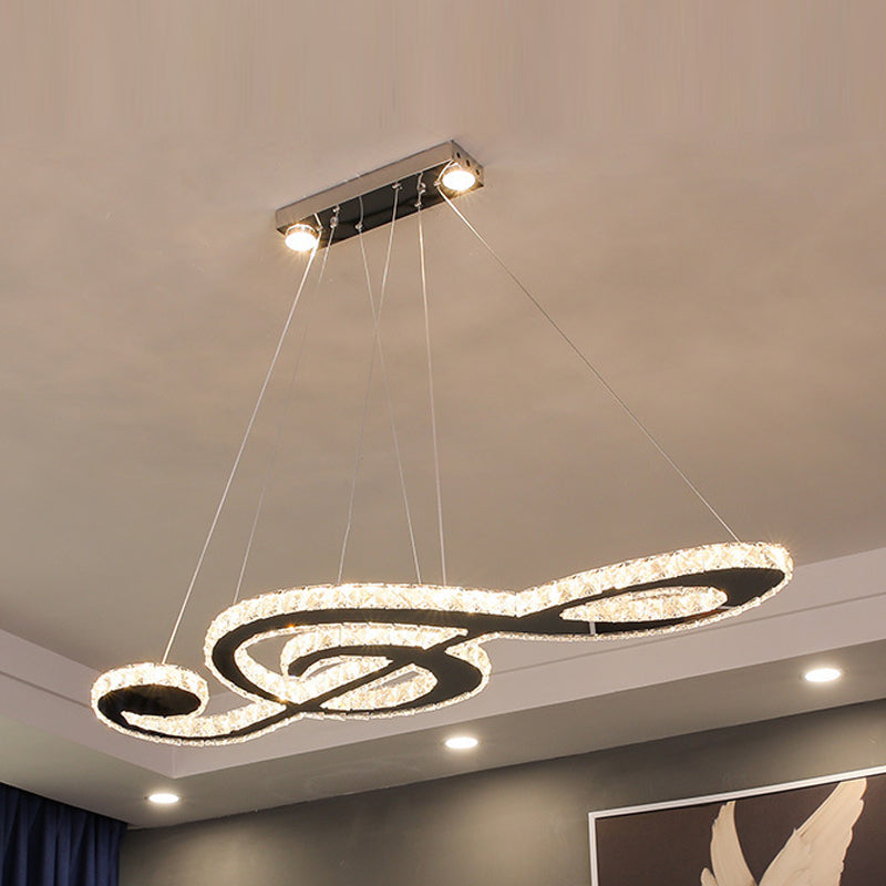 Contemporary Pendant Lights Note Shape Island Lights Crystal 3 Light for Kitchen Island
