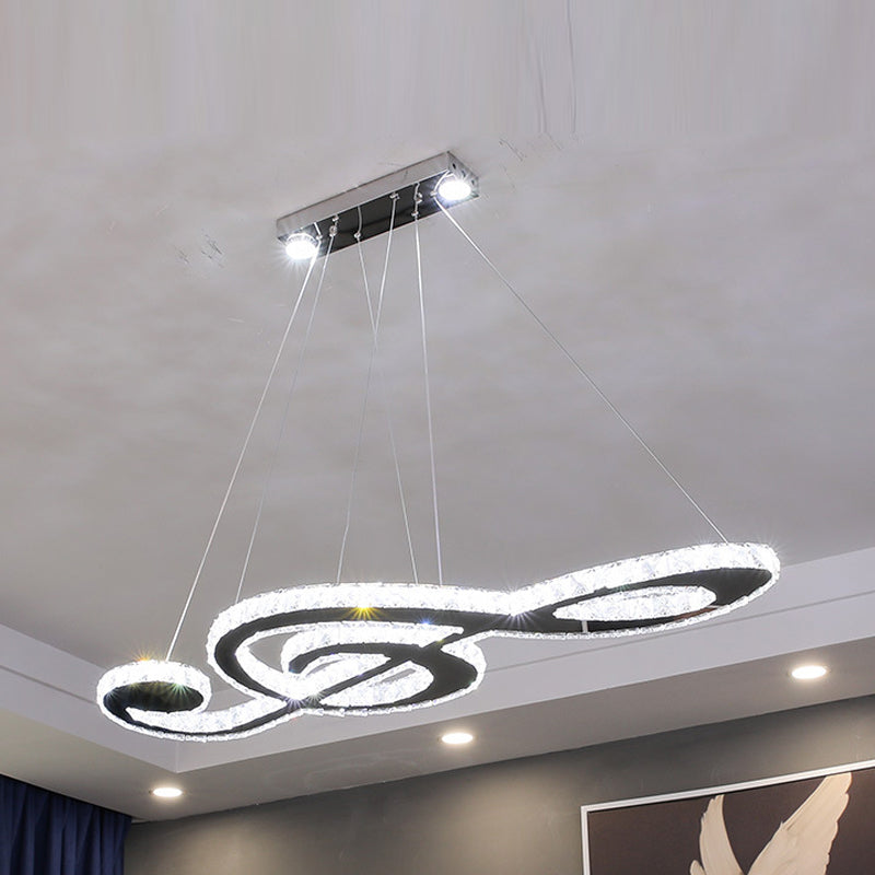 Contemporary Pendant Lights Note Shape Island Lights Crystal 3 Light for Kitchen Island