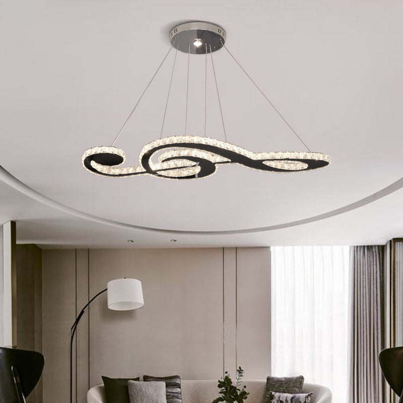 Contemporary Pendant Lights Note Shape Island Lamps Crystal 3 Light for Kitchen Island