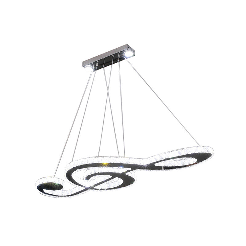 Contemporary Pendant Lights Note Shape Island Lamps Crystal 3 Light for Kitchen Island