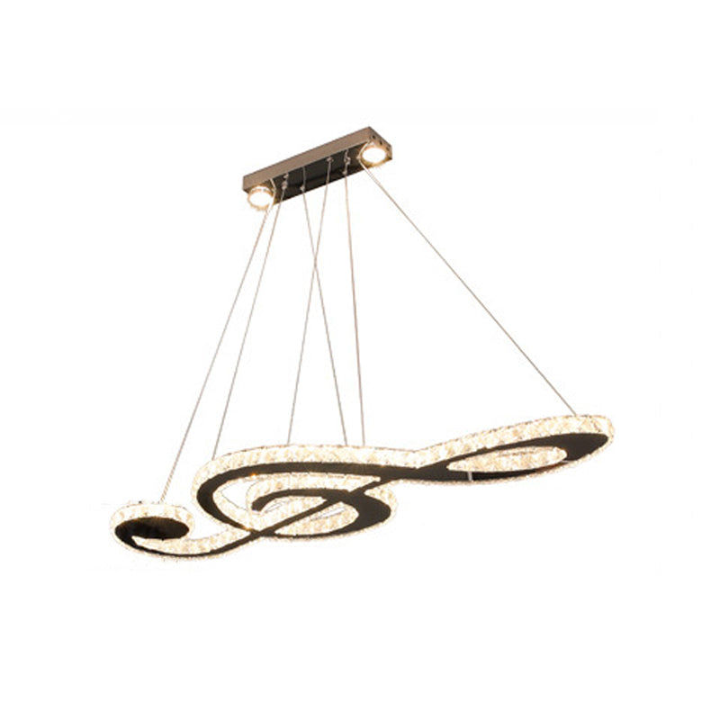 Contemporary Pendant Lights Note Shape Island Lamps Crystal 3 Light for Kitchen Island