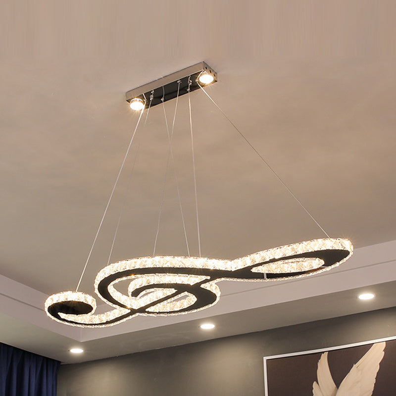 Contemporary Pendant Lights Note Shape Island Lamps Crystal 3 Light for Kitchen Island
