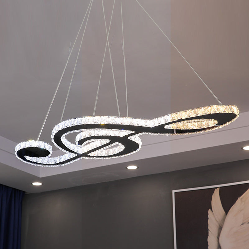 Contemporary Pendant Lights Note Shape Island Lamps Crystal 3 Light for Kitchen Island