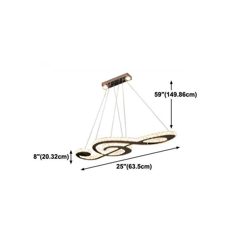 Contemporary Pendant Lights Note Shape Island Lamps Crystal 3 Light for Kitchen Island