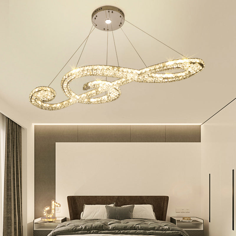 Contemporary Pendant Lights Note Shape Island Lights Crystal 2 Light for Kitchen Island