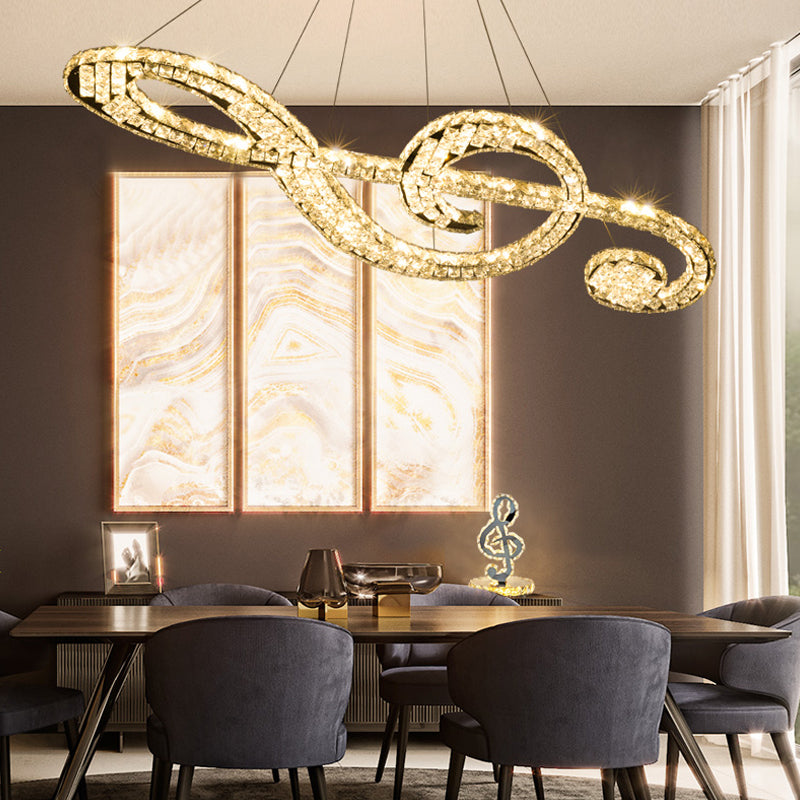 Contemporary Pendant Lights Note Shape Island Lights Crystal 2 Light for Kitchen Island