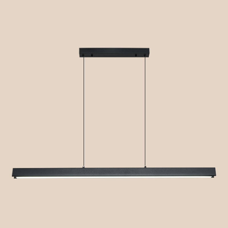 Black Metal Island Lighting Fixtures Modern 1-Light Linear Restaurant LED Suspension Lamp