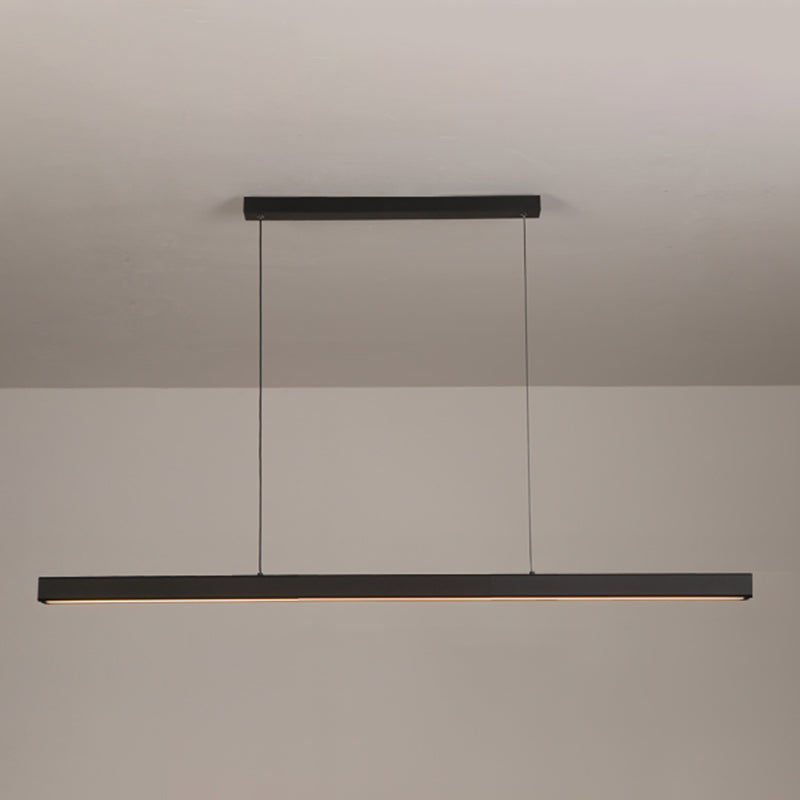 Black Metal Island Lighting Fixtures Modern 1-Light Linear Restaurant LED Suspension Lamp