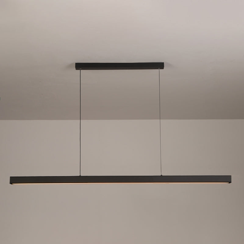Black Metal Island Lighting Fixtures Modern 1-Light Linear Restaurant LED Suspension Lamp