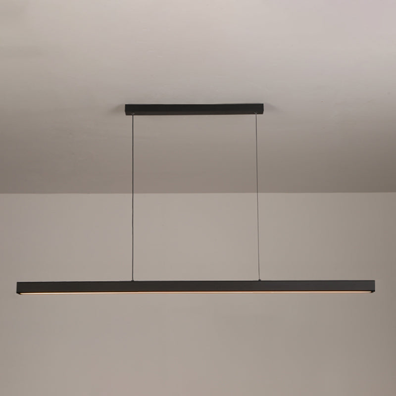 Black Metal Island Lighting Fixtures Modern 1-Light Linear Restaurant LED Suspension Lamp