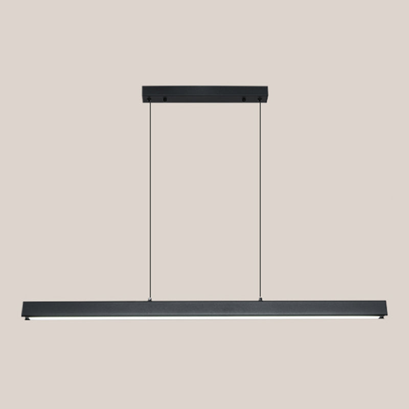 Black Metal Island Lighting Fixtures Modern 1-Light Linear Restaurant LED Suspension Lamp
