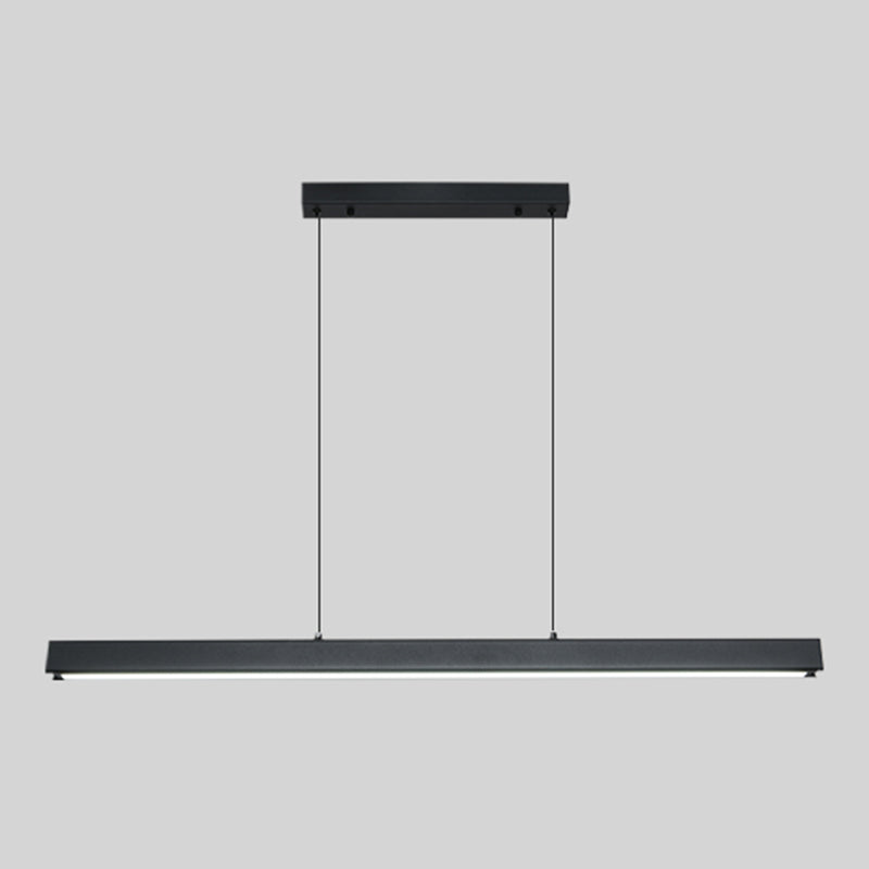 Black Metal Island Lighting Fixtures Modern 1-Light Linear Restaurant LED Suspension Lamp