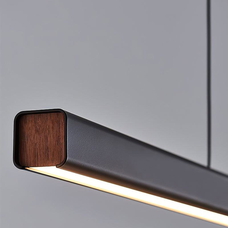 Black Metal Island Lighting Fixtures Modern 1-Light Linear Restaurant LED Suspension Lamp