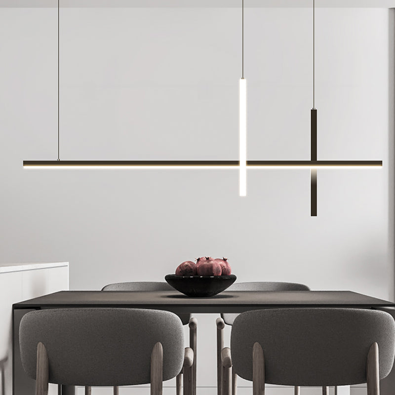 Modern Aluminium Island Lighting Fixtures Linear 3-Head Restaurant LED Suspension Lamp