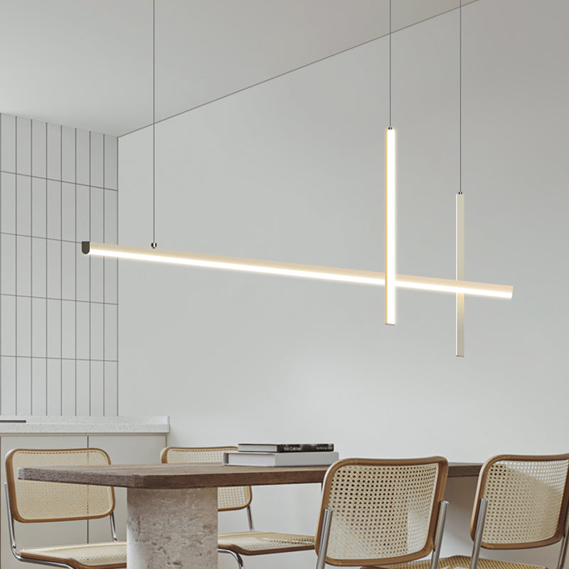 Modern Aluminium Island Lighting Fixtures Linear 3-Head Restaurant LED Suspension Lamp