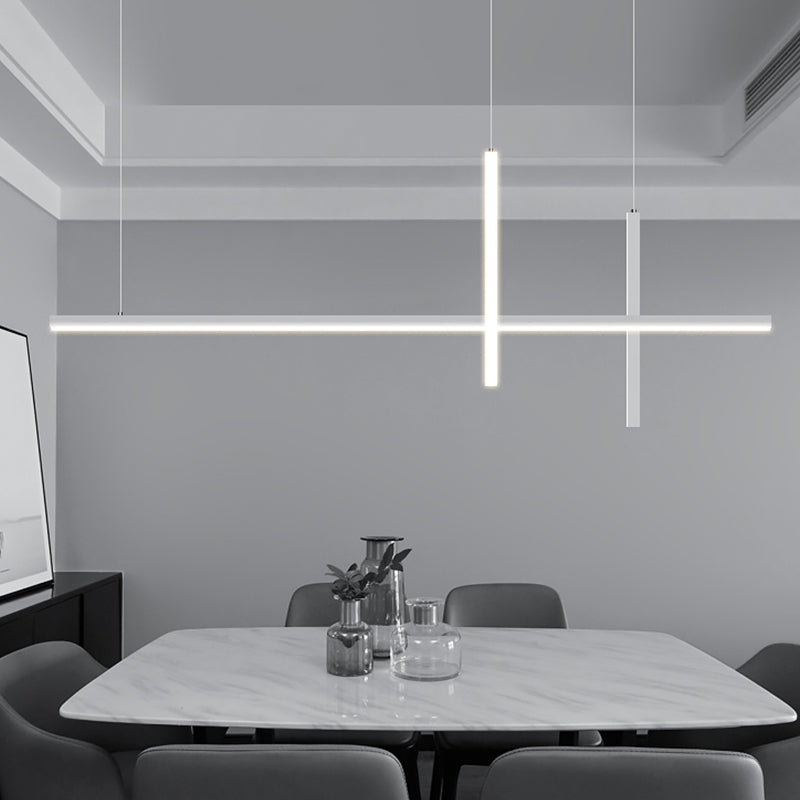 Modern Aluminium Island Lighting Fixtures Linear 3-Head Restaurant LED Suspension Lamp