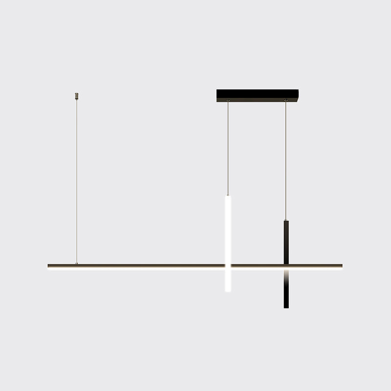 Modern Aluminium Island Lighting Fixtures Linear 3-Head Restaurant LED Suspension Lamp
