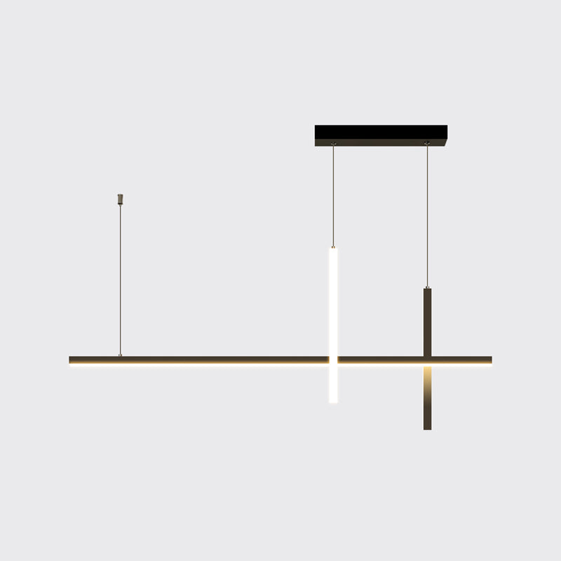 Modern Aluminium Island Lighting Fixtures Linear 3-Head Restaurant LED Suspension Lamp