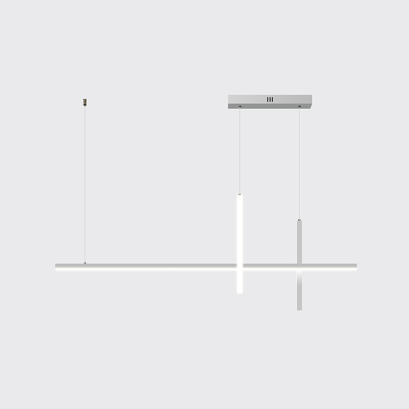 Modern Aluminium Island Lighting Fixtures Linear 3-Head Restaurant LED Suspension Lamp