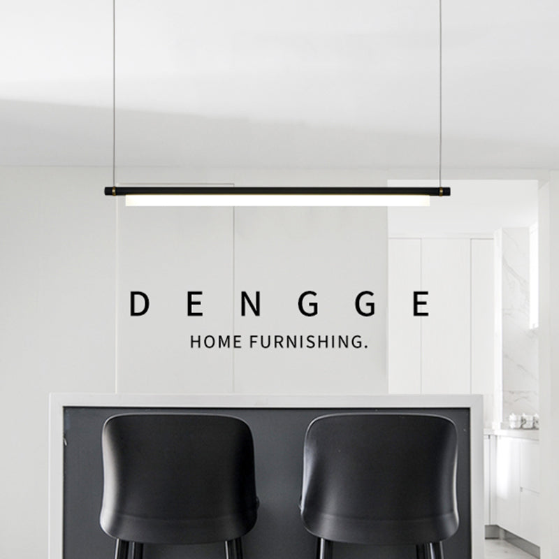 Modern Rectangle Island Lighting Fixtures 1-Light Restaurant LED Suspension Lamp