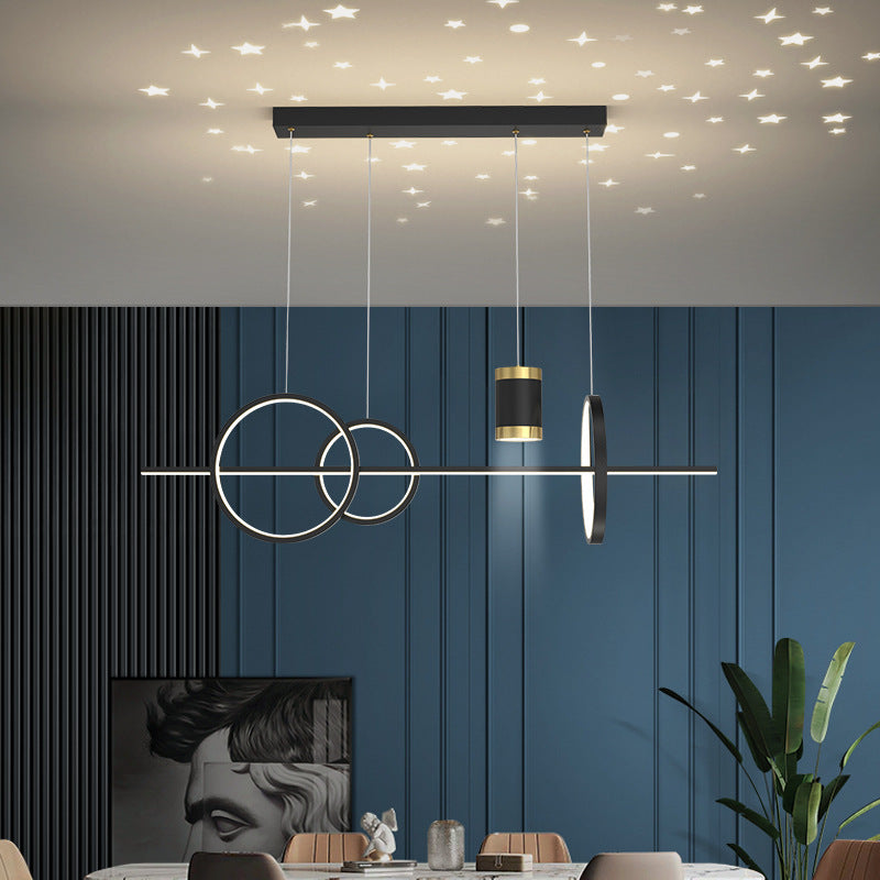Modern Style Geometric Hanging Pendant Lights Metal 5 Light Pendant Light Fixtures