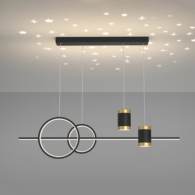 Modern Style Geometric Hanging Pendant Lights Metal 5 Light Pendant Light Fixtures