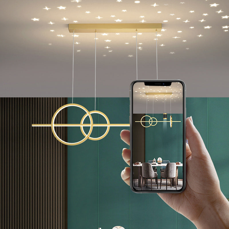 Modern Style Geometric Hanging Pendant Lights Metal 5 Light Pendant Light Fixtures