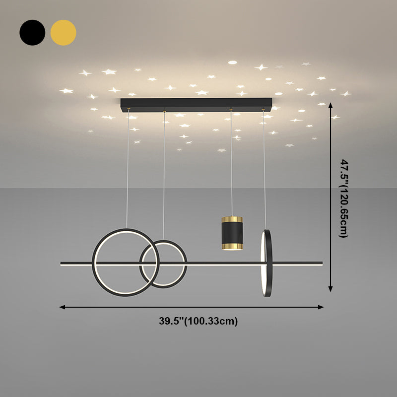 Modern Style Geometric Hanging Pendant Lights Metal 5 Light Pendant Light Fixtures
