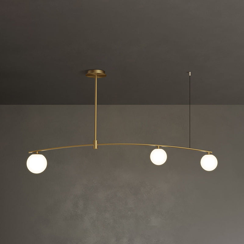 Contemporary Island Light Sphere Glass Island Chandelier Lights in Gold