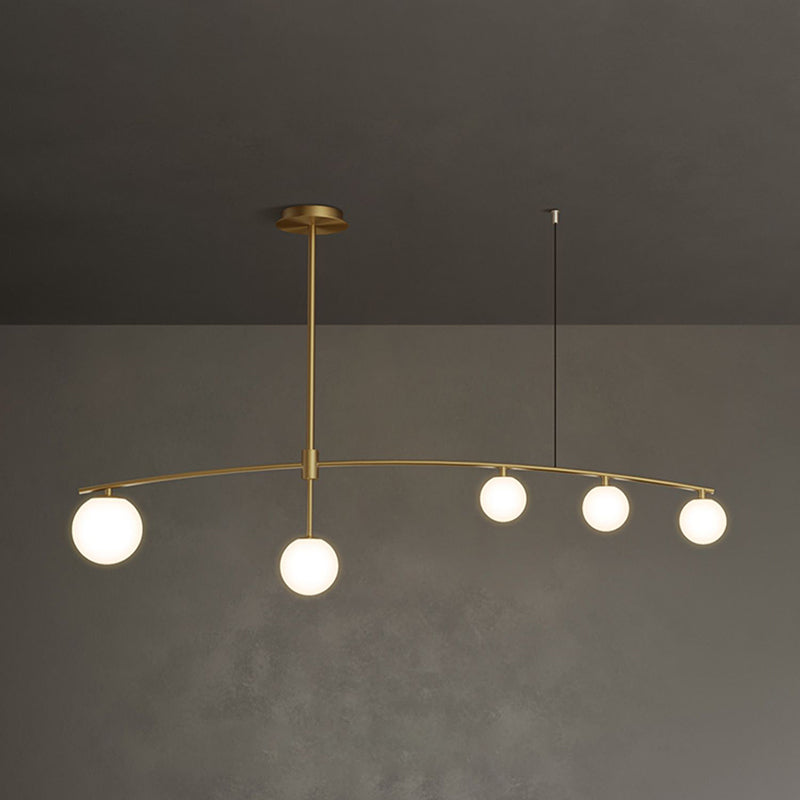 Contemporary Island Light Sphere Glass Island Chandelier Lights in Gold