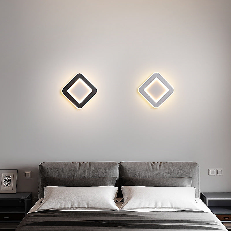 Round Wall Mount Light Simple LED Wall Sconce Light with Acrylic Shade for Bedroom